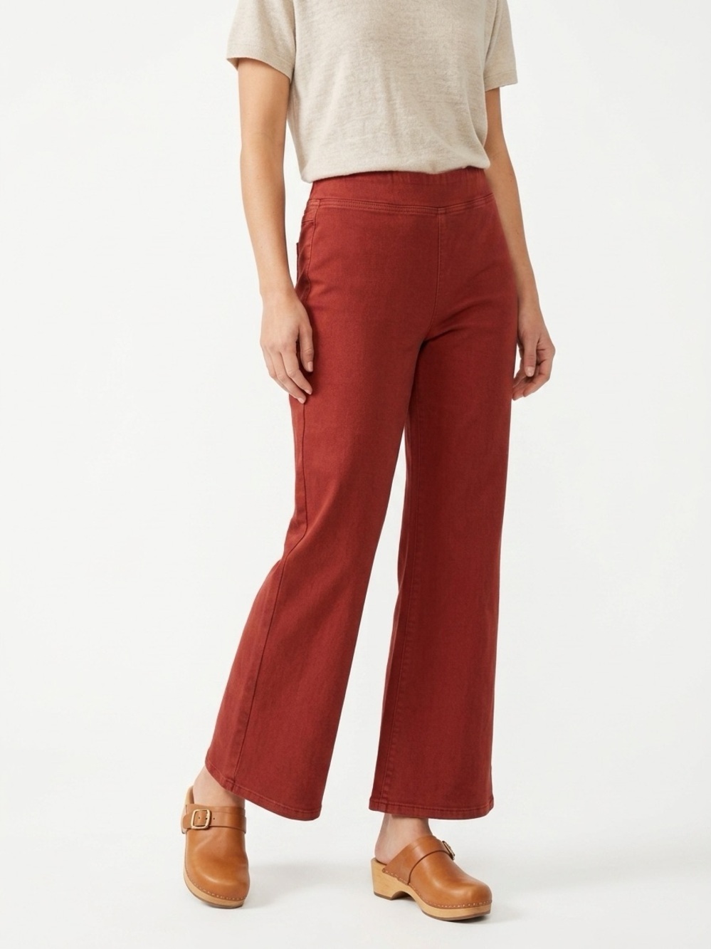We The Free In My Feelings Crop Boot Pants Red Rust Size M